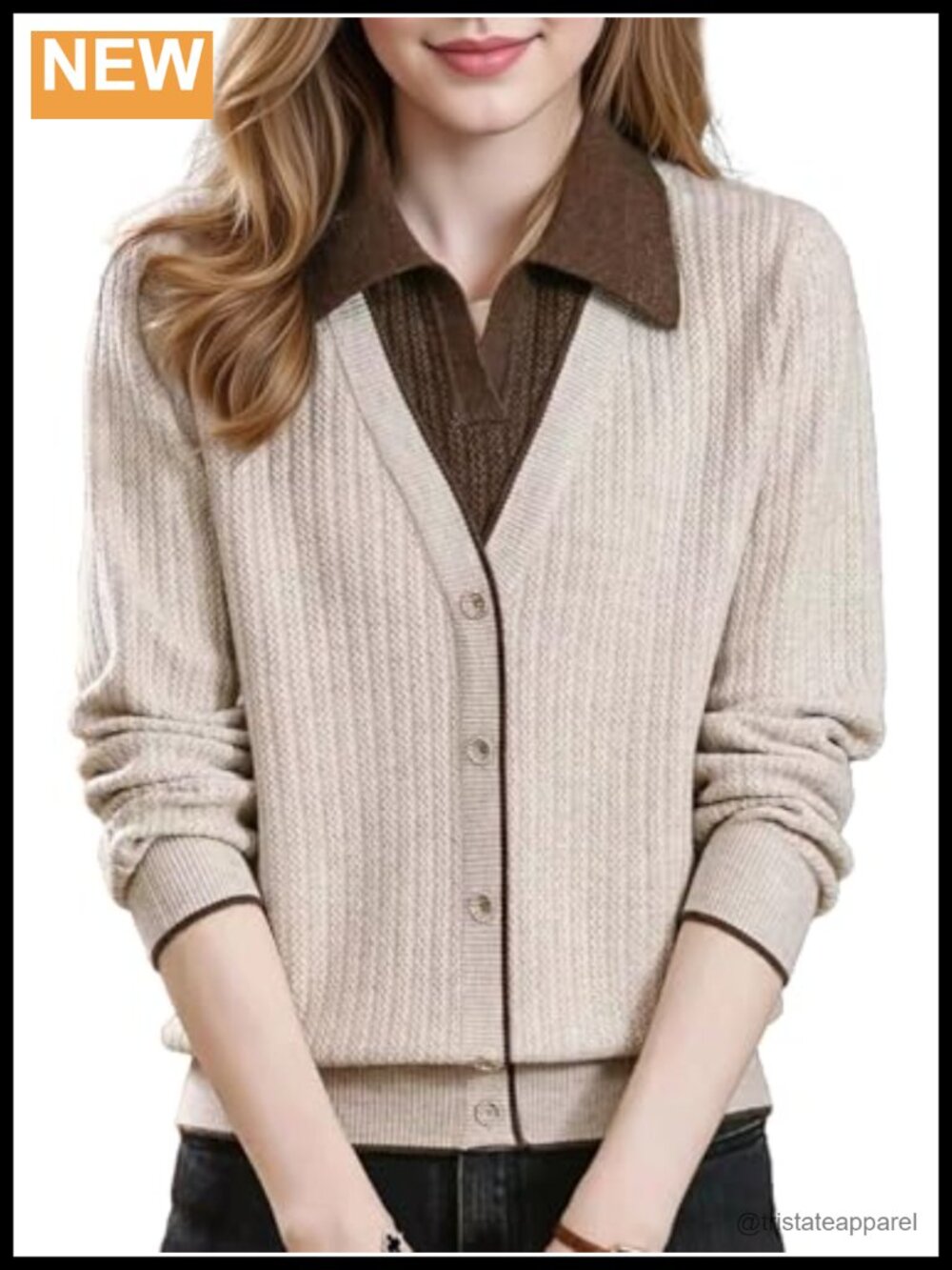 Women's V-Neck Ribbed Knit Pullover Sweater Long Sleeve Fall Tops